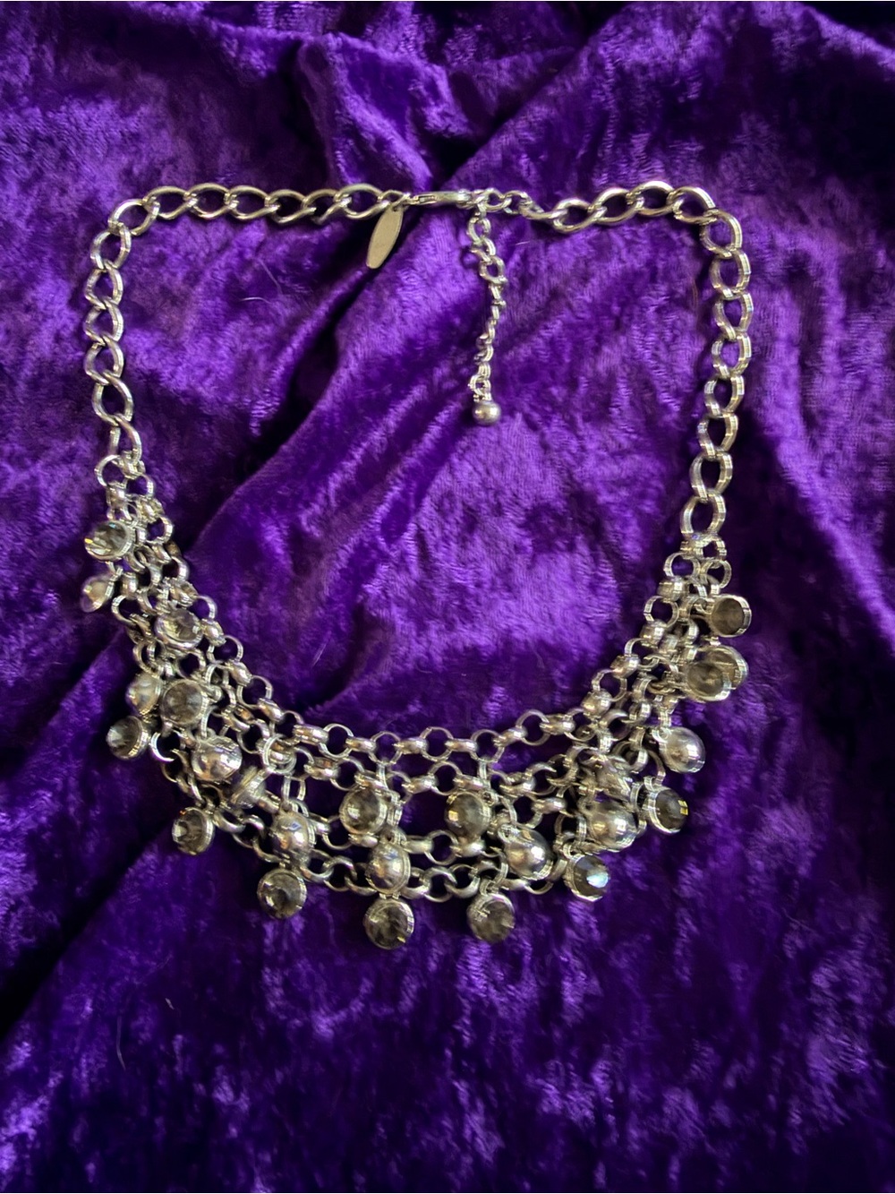 NY Collection Silver Sparkly Multi-Chain Dangle Necklace